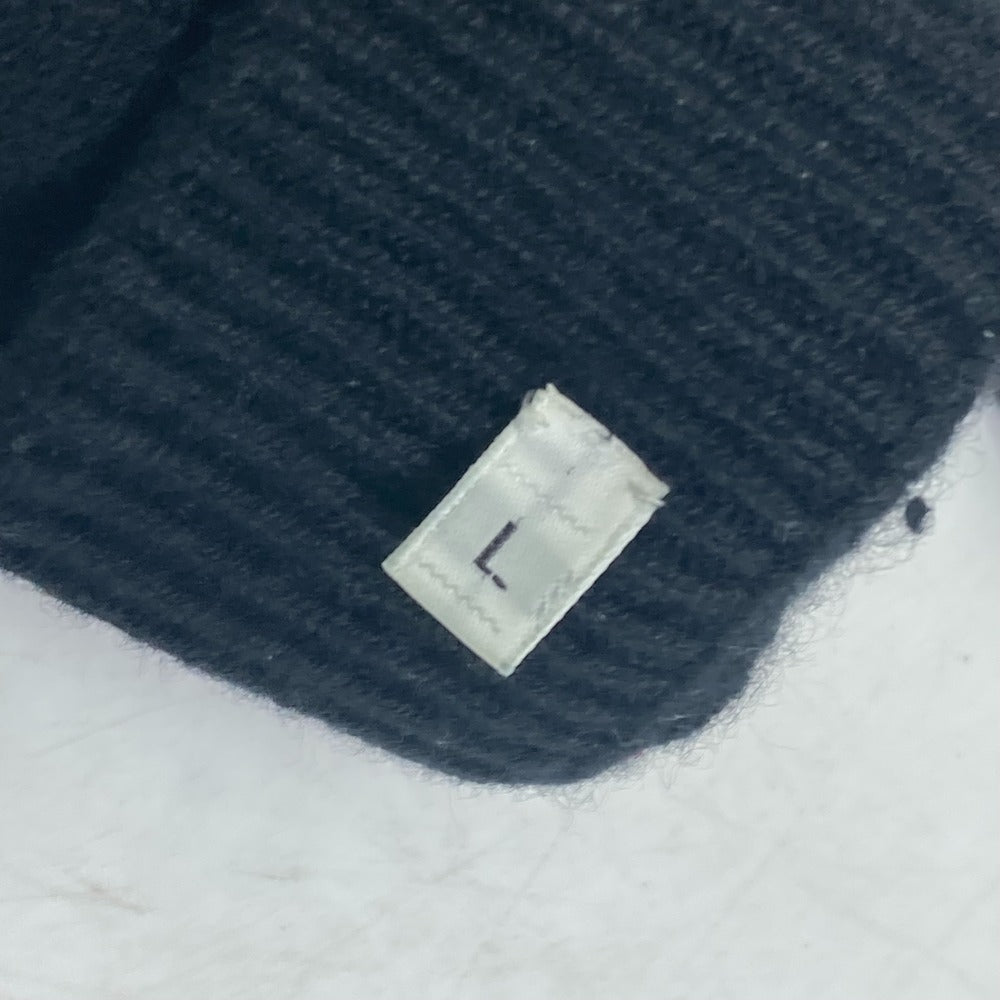 HERMES gloves cashmere black Whole pattern H logo L