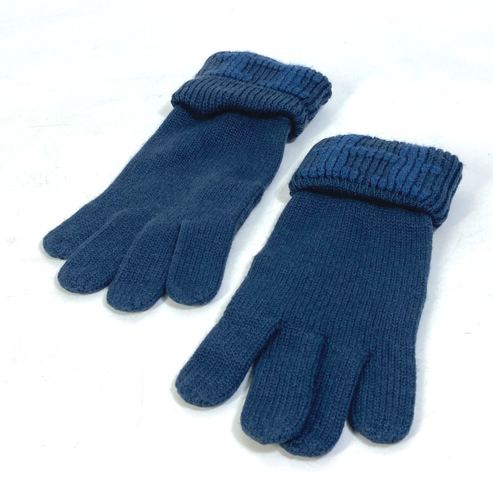 HERMES Glove cashmere blue H logo