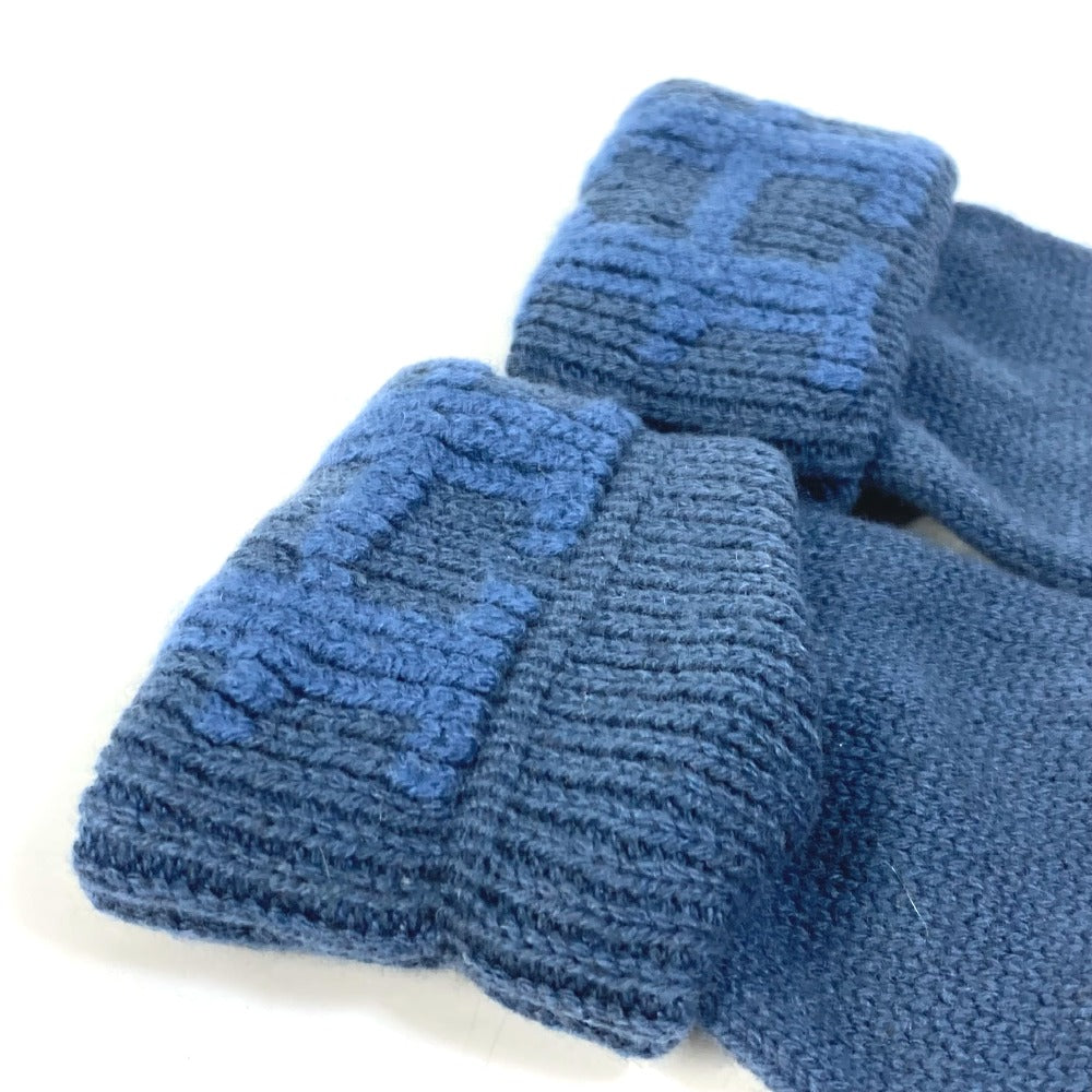 HERMES Glove cashmere blue H logo