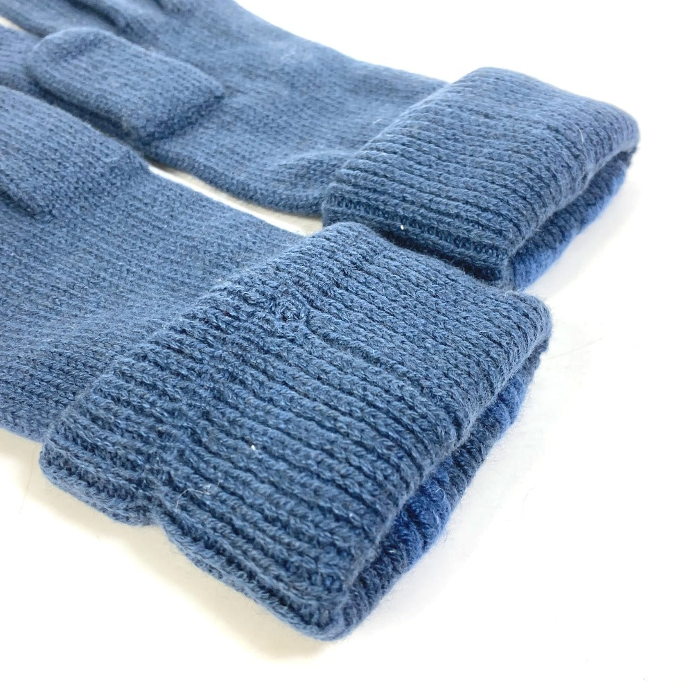HERMES Glove cashmere blue H logo