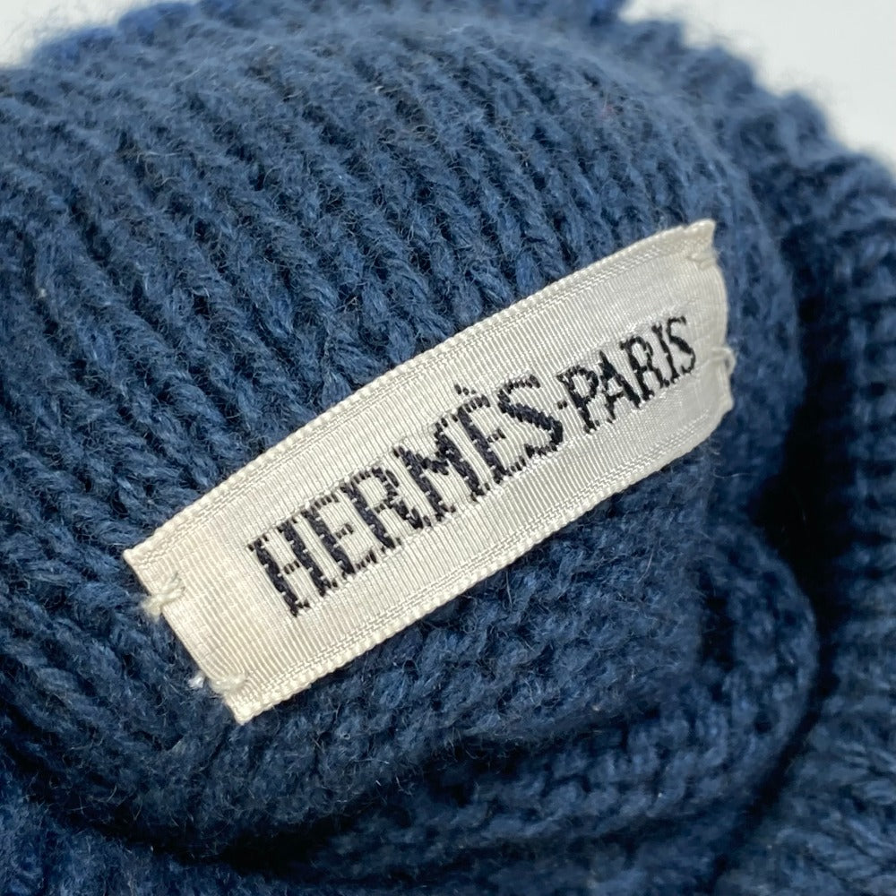 HERMES Glove cashmere blue H logo