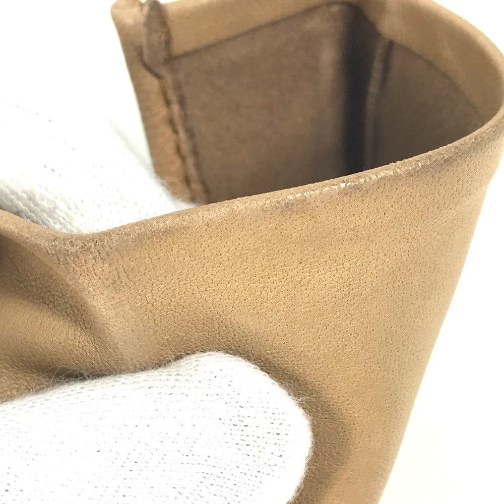 HERMES gloves leather beige Punching logo 7