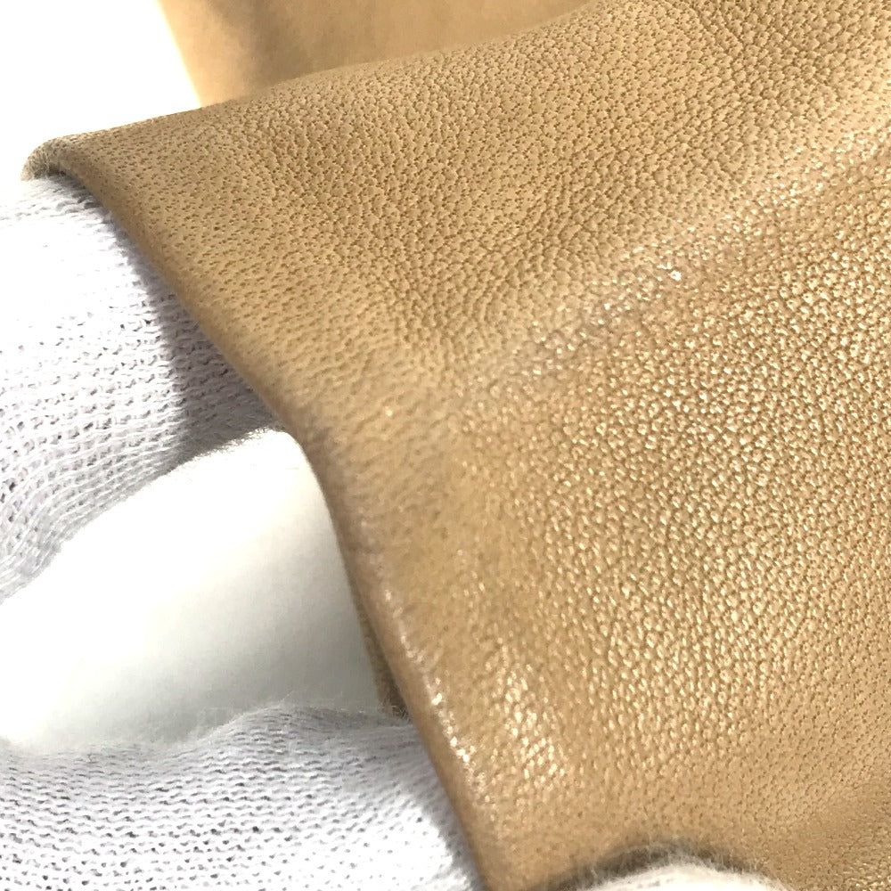 HERMES gloves leather beige Punching logo 7