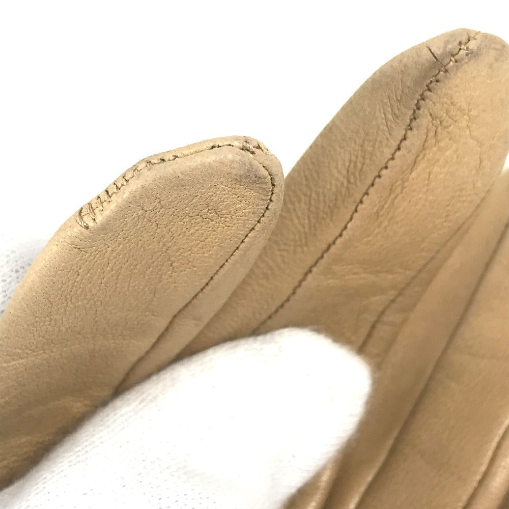 HERMES gloves leather beige Punching logo 7