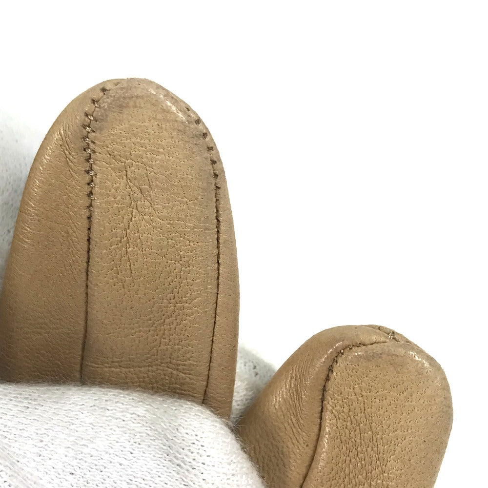 HERMES gloves leather beige Punching logo 7