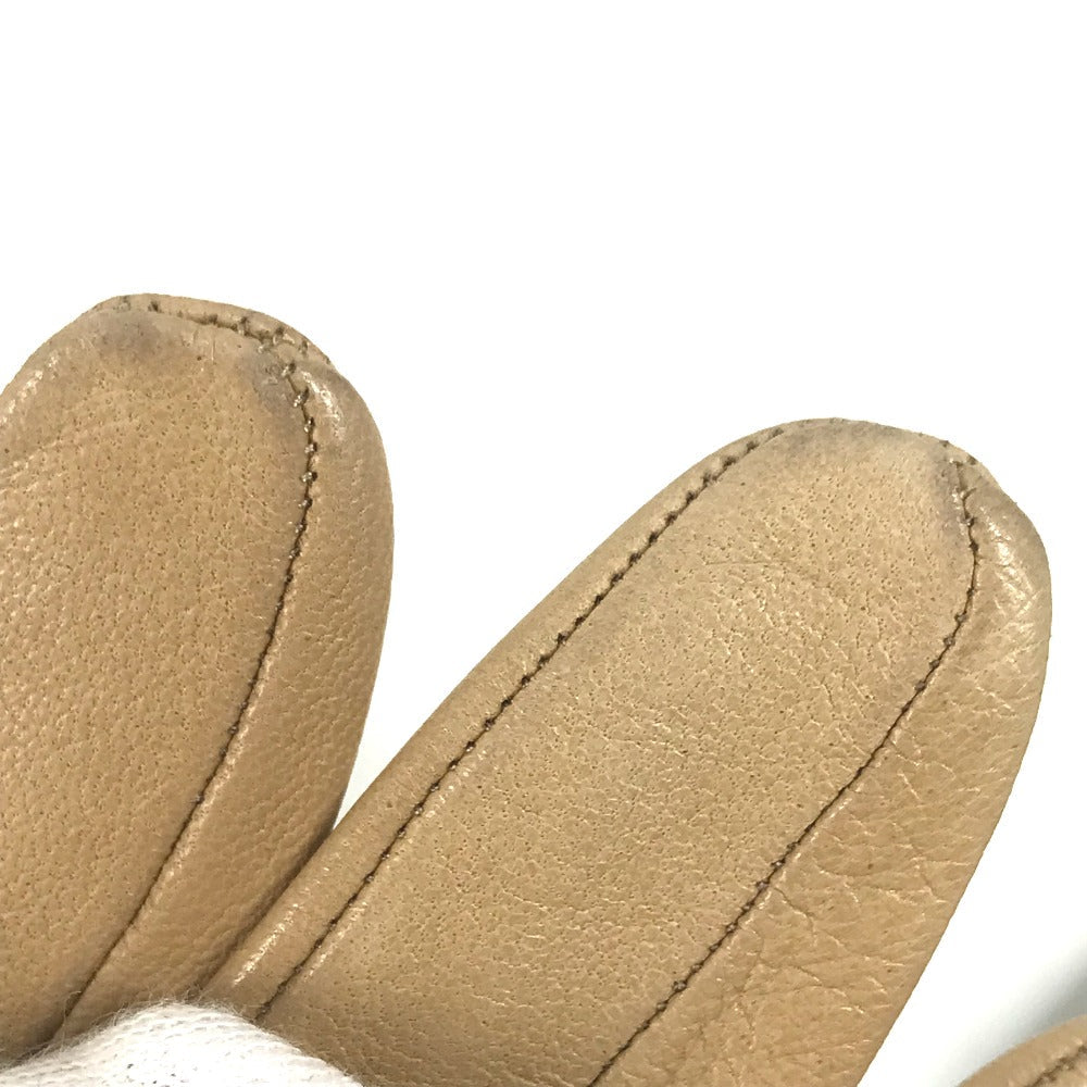 HERMES gloves leather beige Punching logo 7