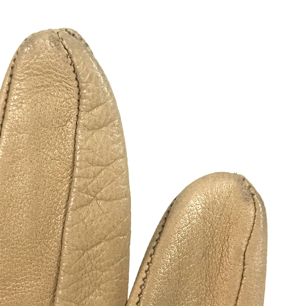 HERMES gloves leather beige Punching logo 7