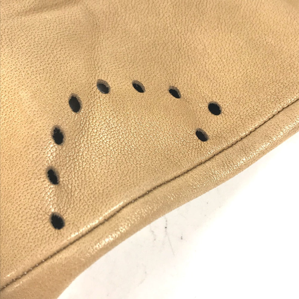 HERMES gloves leather beige Punching logo 7