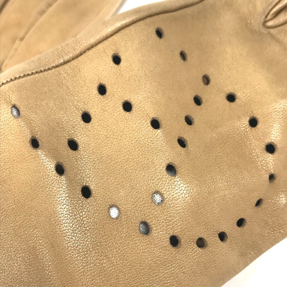 HERMES gloves leather beige Punching logo 7