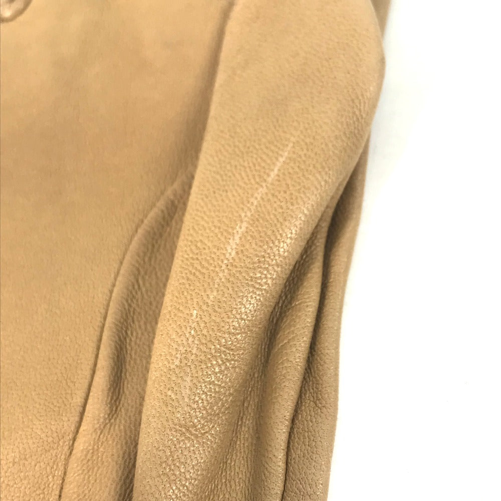 HERMES gloves leather beige Punching logo 7