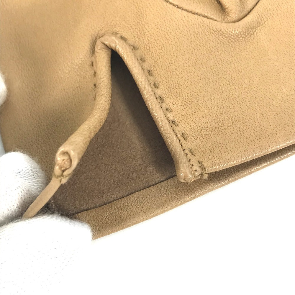 HERMES gloves leather beige Punching logo 7