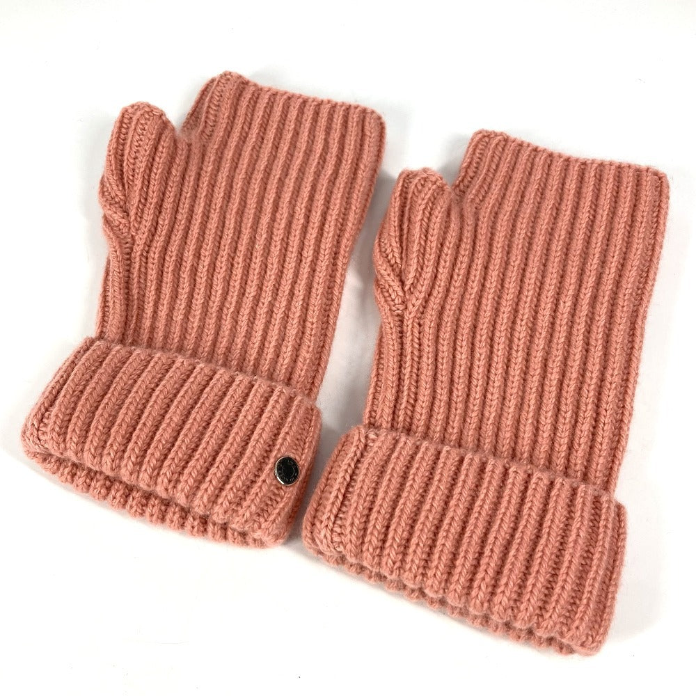 HERMES gloves Cashmere, Mohair pink Serie logo gloves M