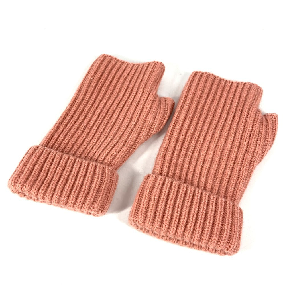 HERMES gloves Cashmere, Mohair pink Serie logo gloves M