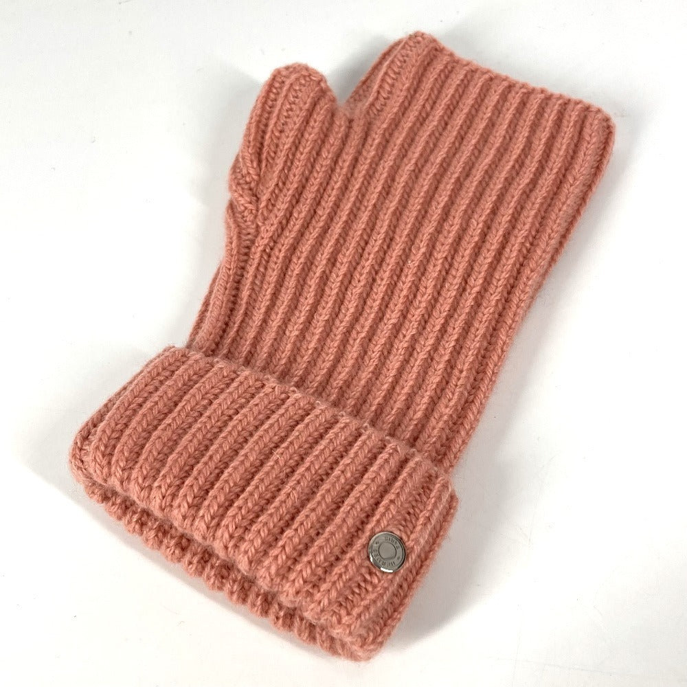 HERMES gloves Cashmere, Mohair pink Serie logo gloves M
