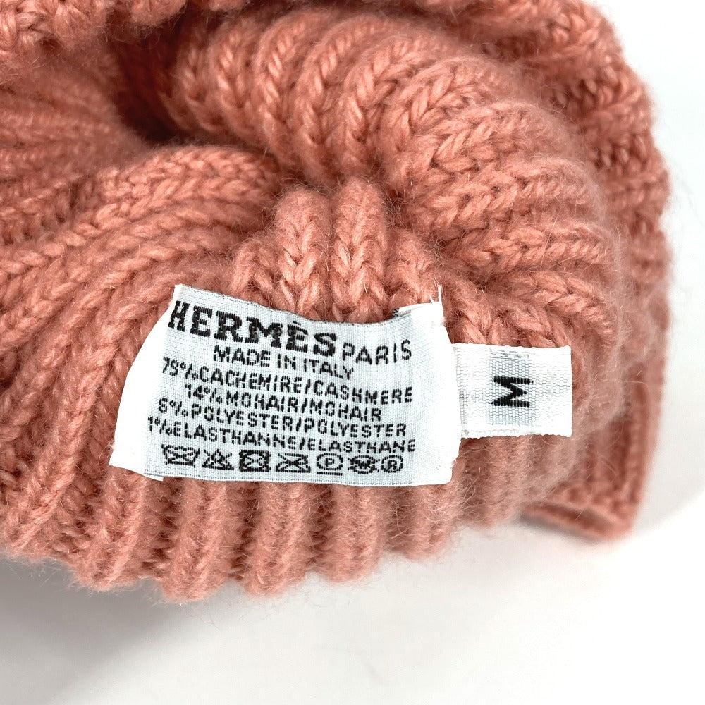 HERMES gloves Cashmere, Mohair pink Serie logo gloves M