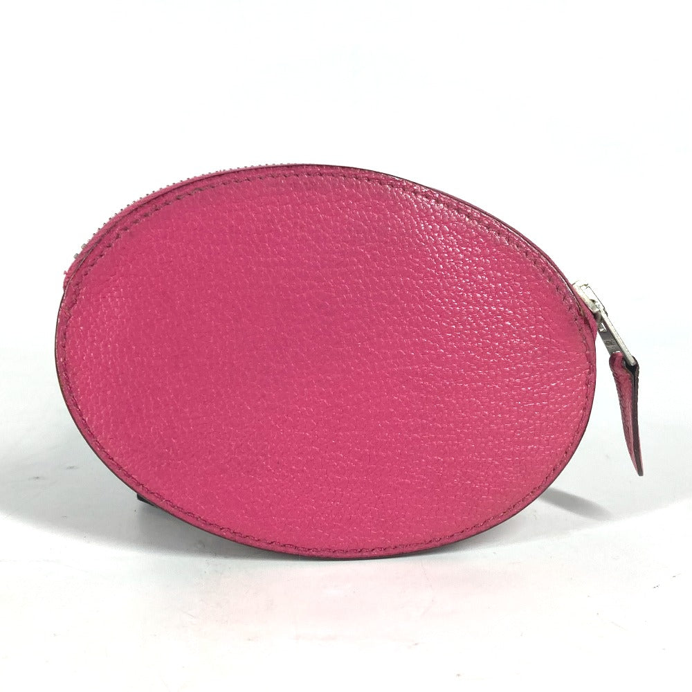 HERMES Coin case leather pink H logo Evelyn