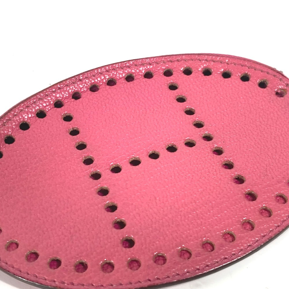 HERMES Coin case leather pink H logo Evelyn