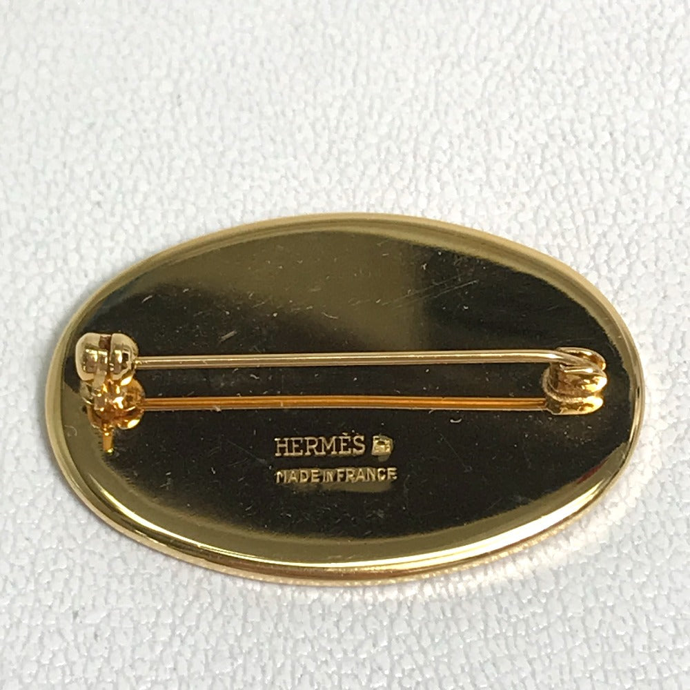 HERMES Brooch Gold Plated Gold x red Bird bird motif