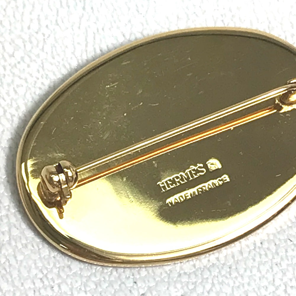 HERMES Brooch Gold Plated Gold x red Bird bird motif