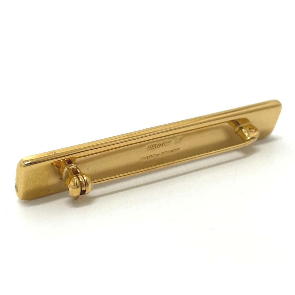 HERMES Brooch metal gold Treasure grilled emaille Women Used