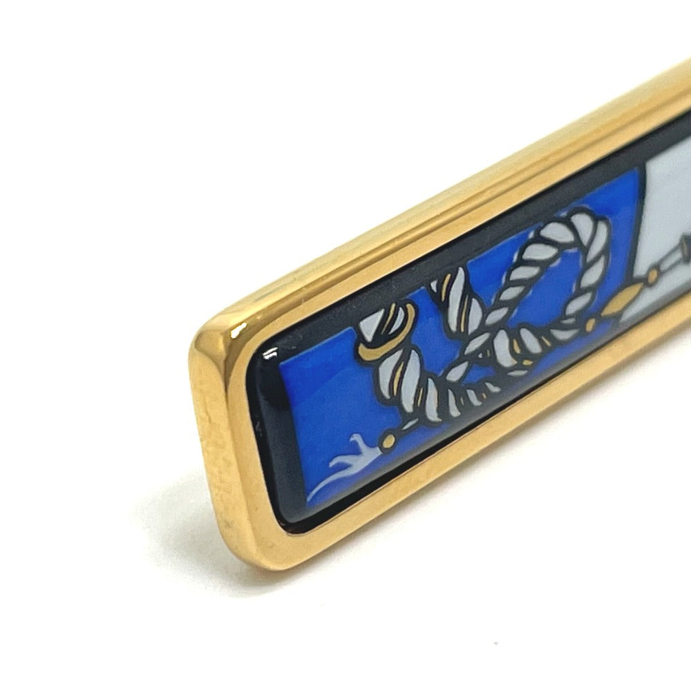 HERMES Brooch metal gold Treasure grilled emaille Women Used