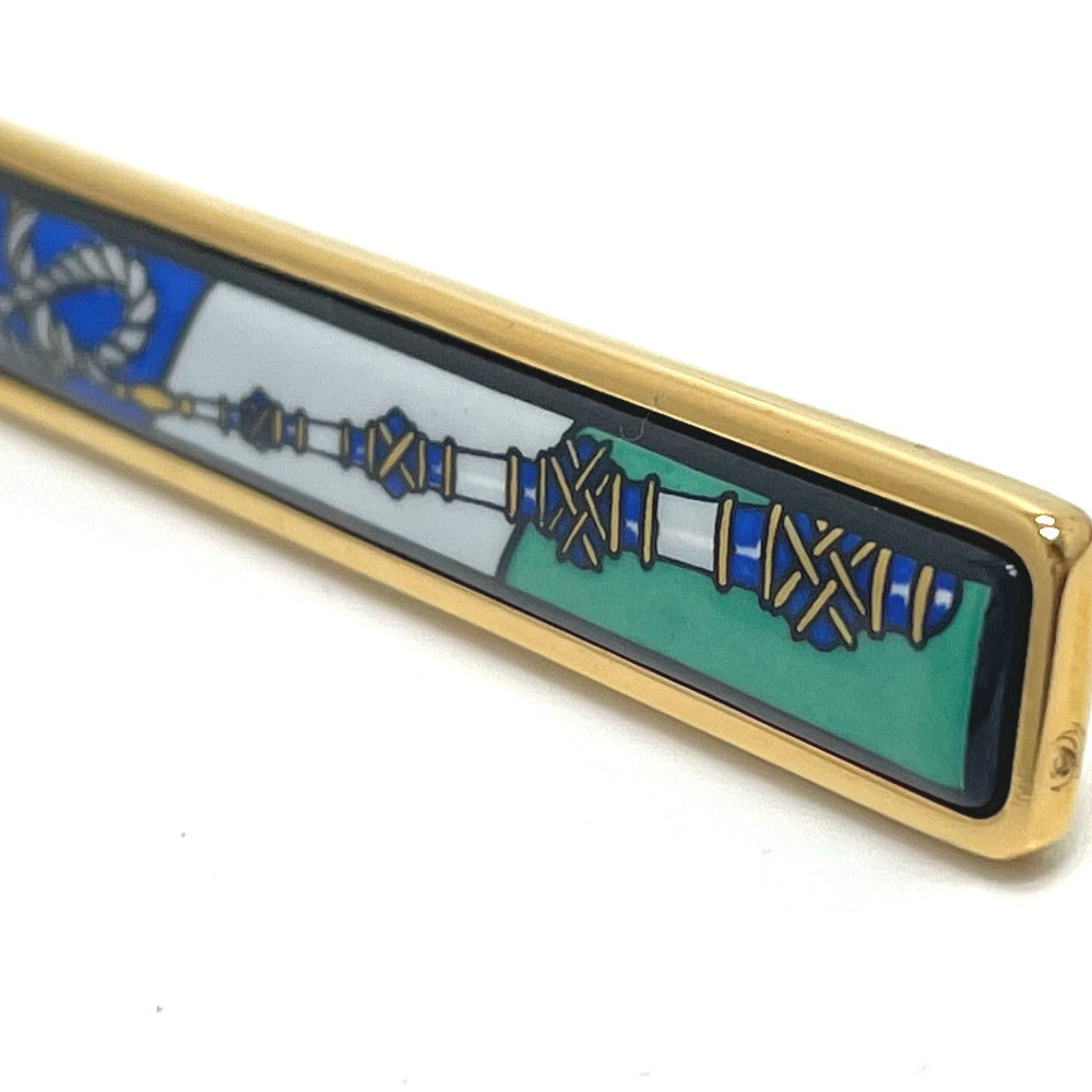 HERMES Brooch metal gold Treasure grilled emaille Women Used