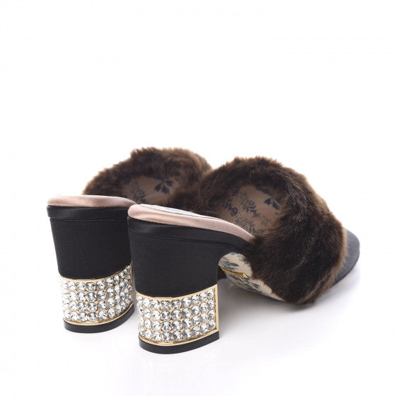 Gucci Mink Candy Embellished Mules in Black