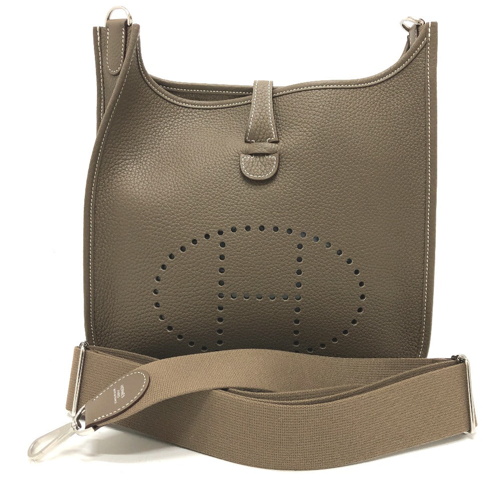 HERMES Shoulder Bag Taurillon Clemence Brown Evelyn 3PM Trois Women Used