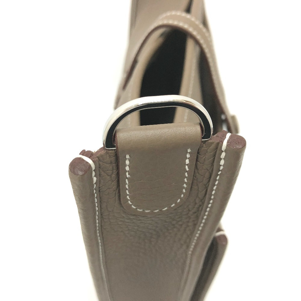HERMES Shoulder Bag Taurillon Clemence Brown Evelyn 3PM Trois Women Used