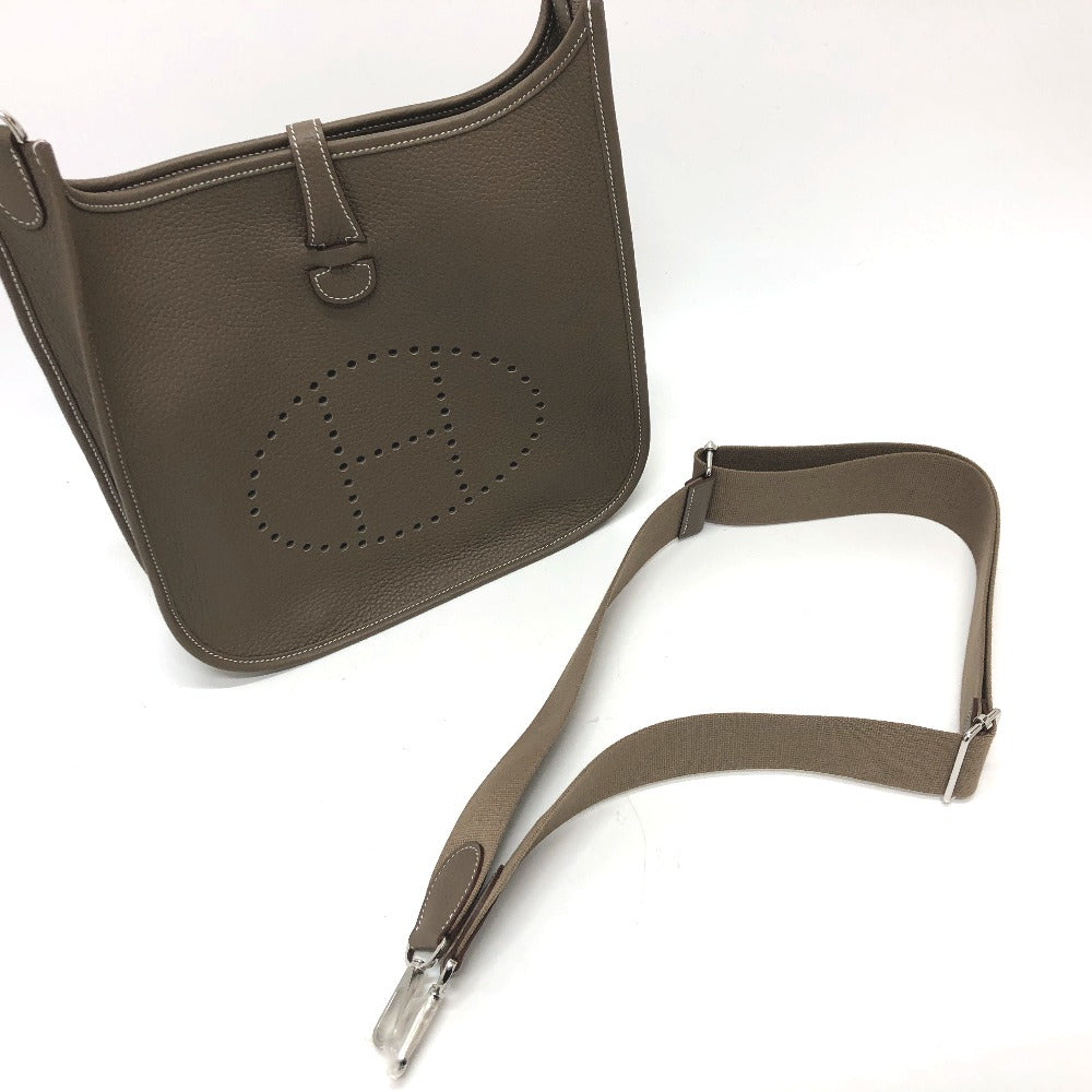 HERMES Shoulder Bag Taurillon Clemence Brown Evelyn 3PM Trois Women Used