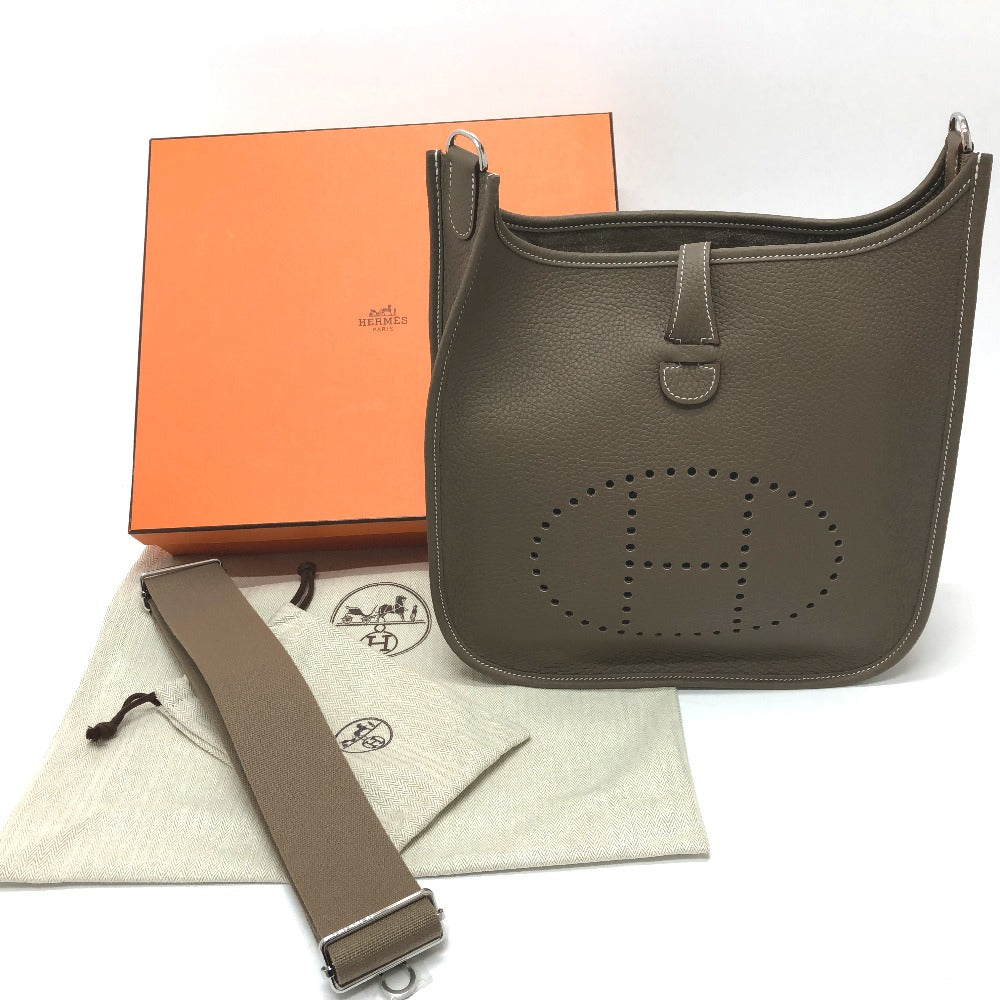 HERMES Shoulder Bag Taurillon Clemence Brown Evelyn 3PM Trois Women Used