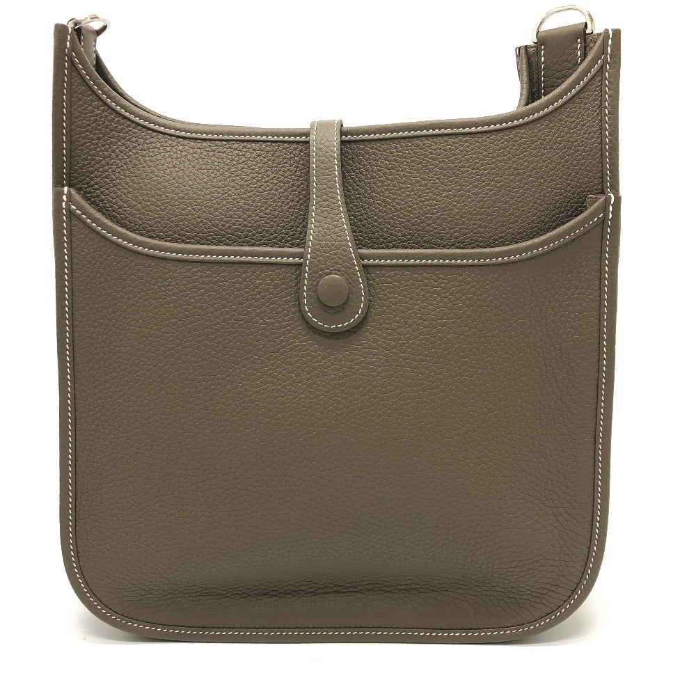 HERMES Shoulder Bag Taurillon Clemence Brown Evelyn 3PM Trois Women Used