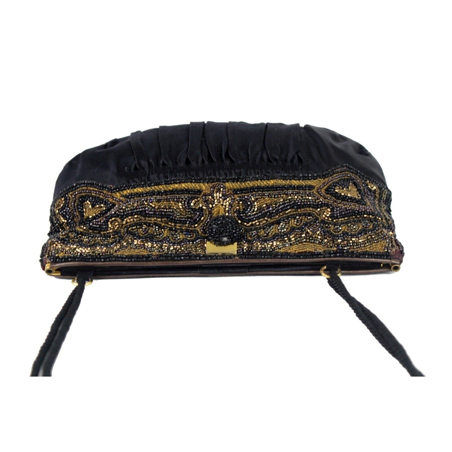 Gucci beaded black silk/satin pouch style cross body
