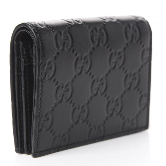 Gucci Guccissima Crystal Cat Card Case in Black