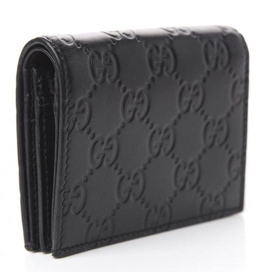 Gucci Guccissima Crystal Cat Card Case in Black
