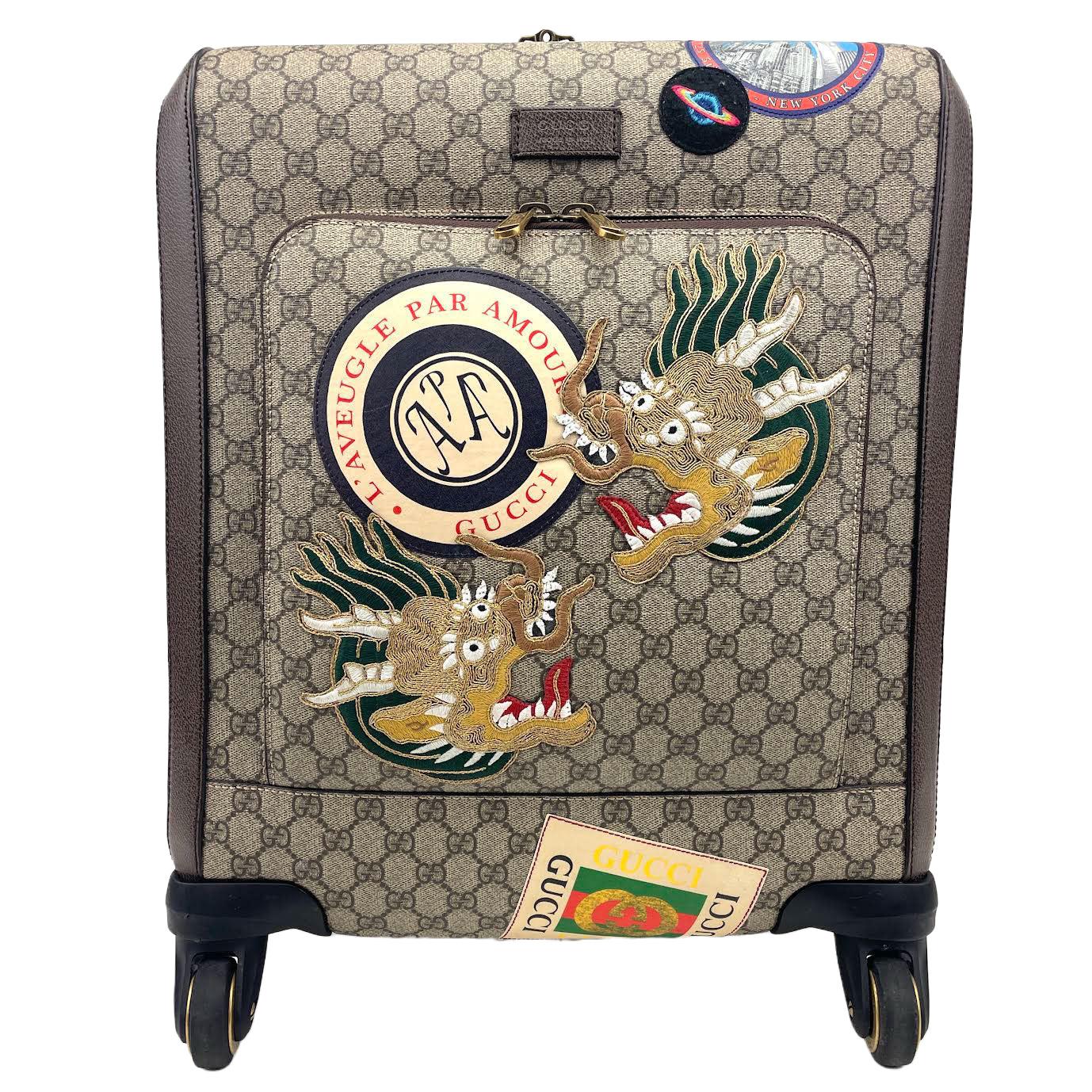 GUCCI GG Supreme Carry-On Suitcase- Travel Patches