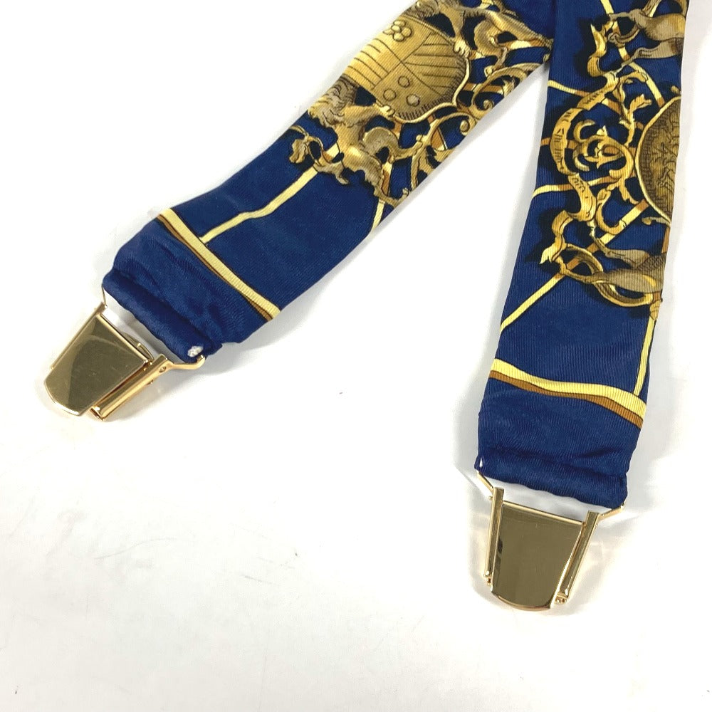 HERMES suspenders silk Navy vintage Overall handle Women Used