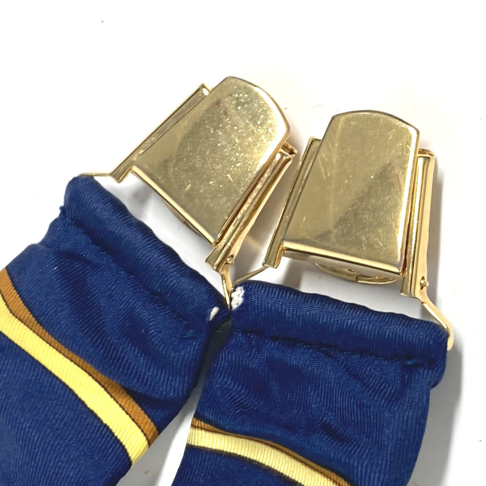 HERMES suspenders silk Navy vintage Overall handle Women Used