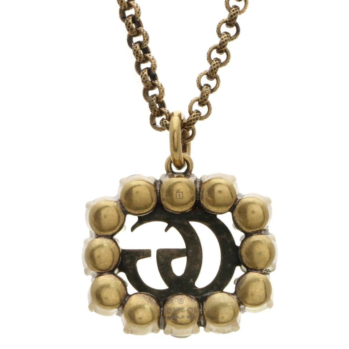 Gucci Red Crystal Double G Marmont Necklace in Gold