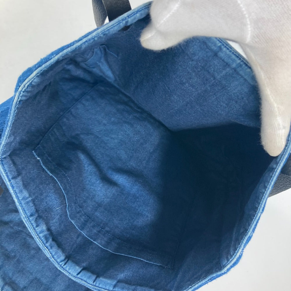 HERMES Tote Bag Canvas, Leather blue Amedaba Cava de Bosch Women Used