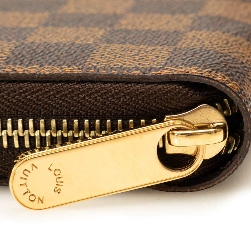 Louis Vuitton Damiere Zippie Wallet Round Fashner Long Wallet N60015 Brown PVC Lady Louis Vuitton
