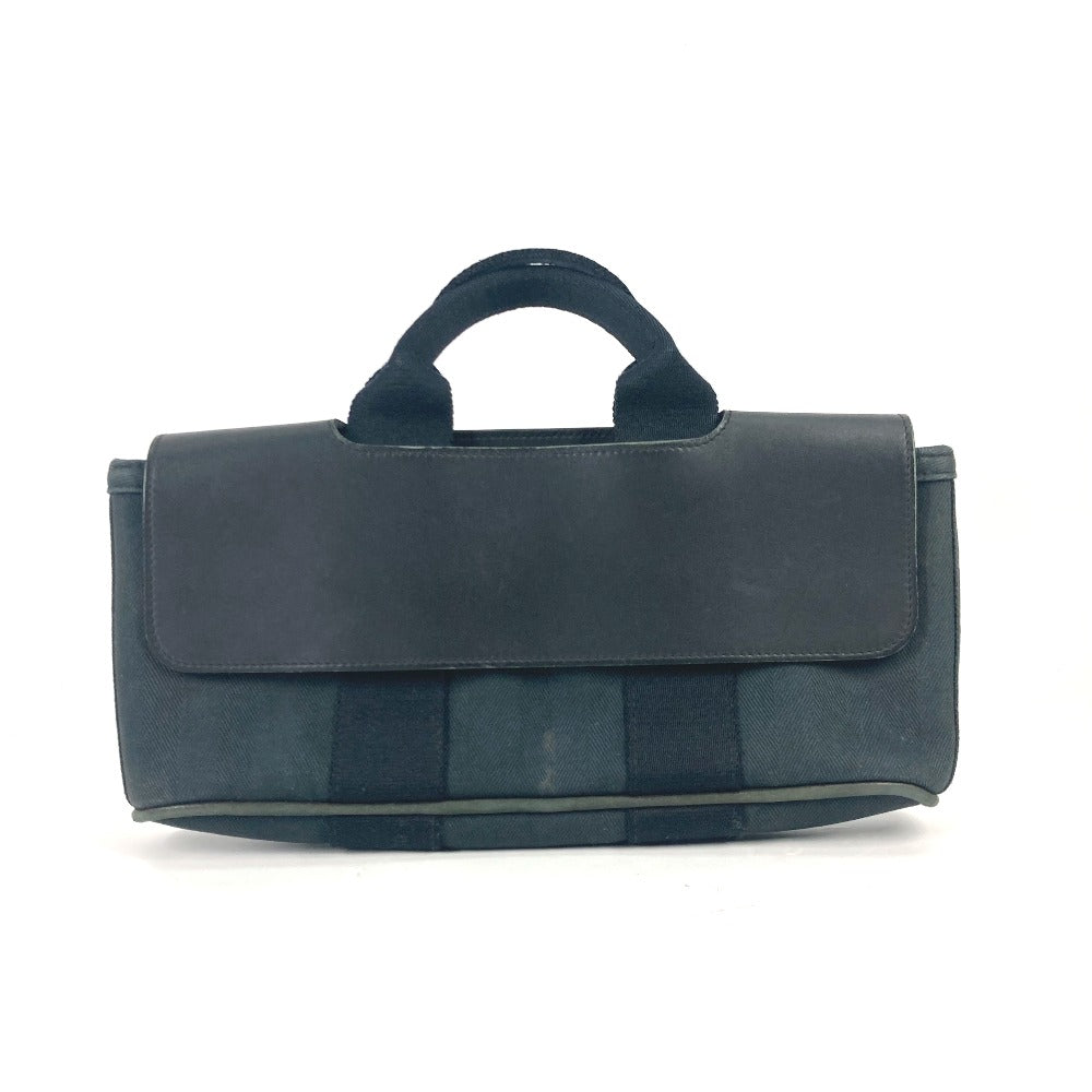 HERMES Tote Bag Canvas, Leather black handbag bag Valparaiso PM Long Women Used