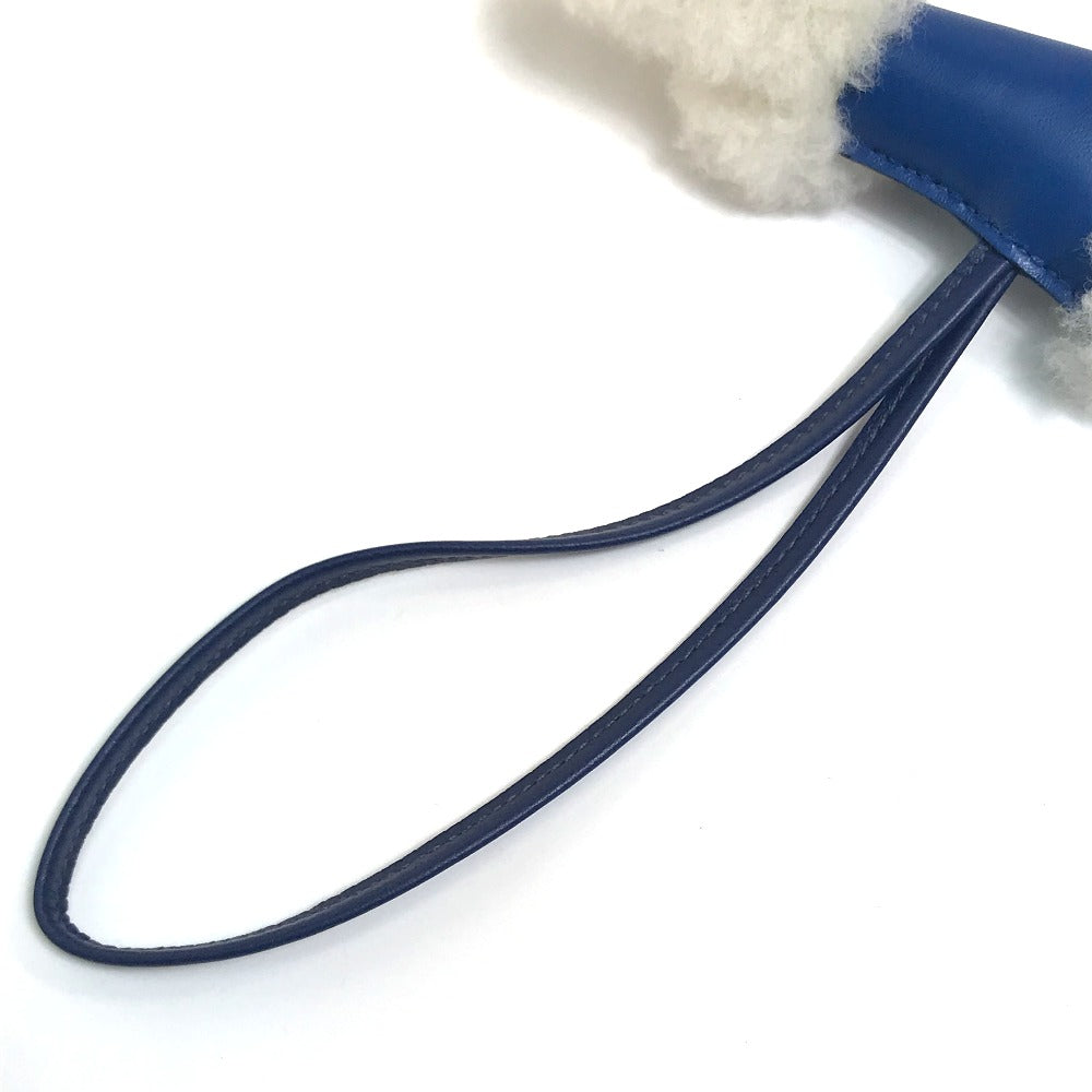 HERMES Bag charm Cotton / Mouton / Anion Blue Safir Fox terrier Buddy charm unisex(Unisex) Used