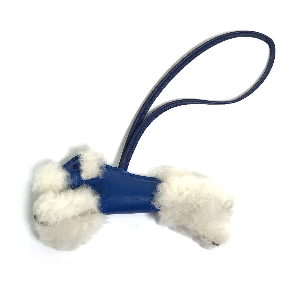 HERMES Bag charm Cotton / Mouton / Anion Blue Safir Fox terrier Buddy charm unisex(Unisex) Used