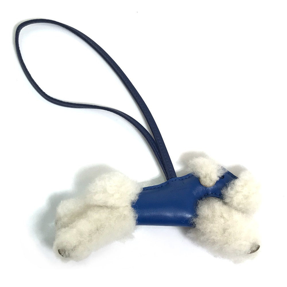 HERMES Bag charm Cotton / Mouton / Anion Blue Safir Fox terrier Buddy charm unisex(Unisex) Used