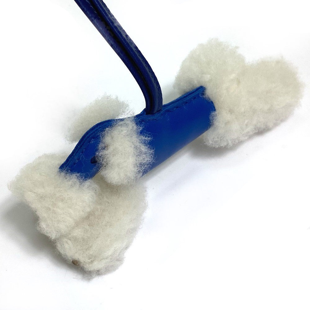 HERMES Bag charm Cotton / Mouton / Anion Blue Safir Fox terrier Buddy charm unisex(Unisex) Used