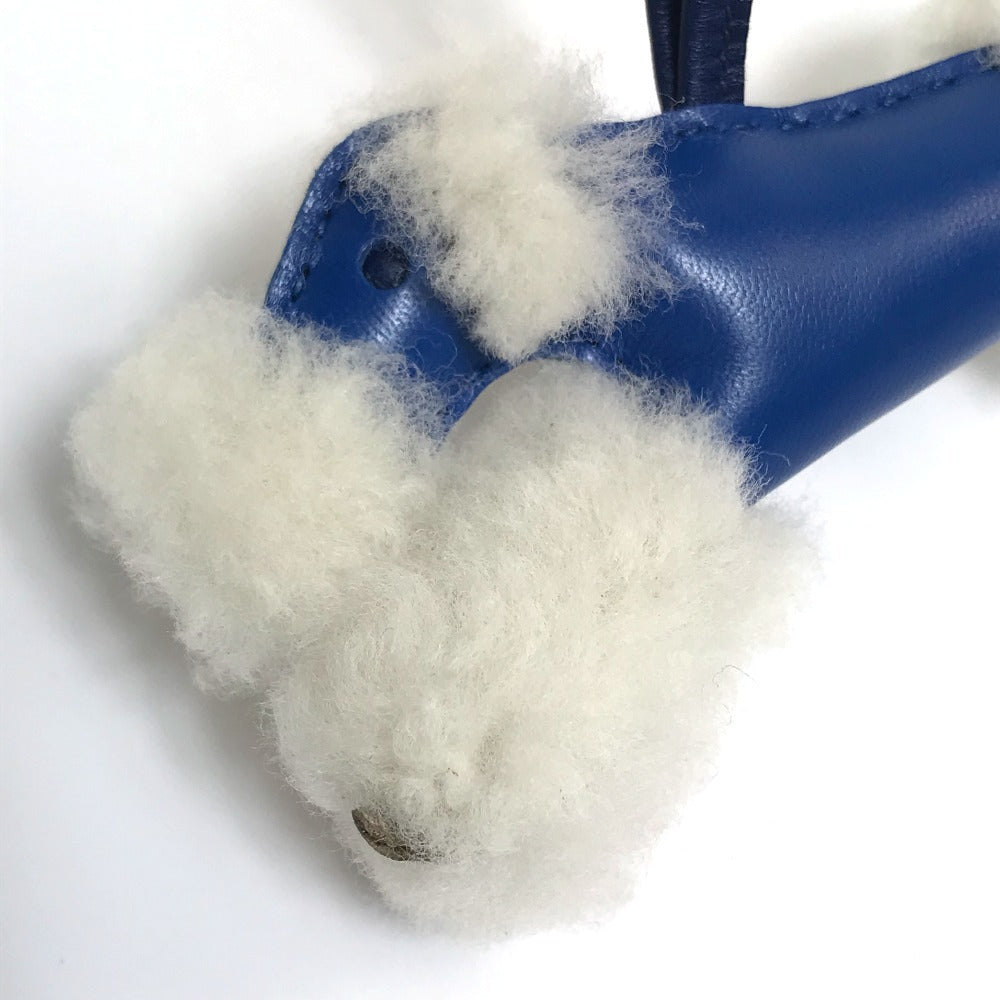 HERMES Bag charm Cotton / Mouton / Anion Blue Safir Fox terrier Buddy charm unisex(Unisex) Used