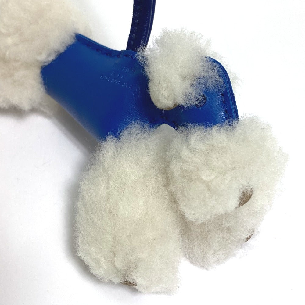 HERMES Bag charm Cotton / Mouton / Anion Blue Safir Fox terrier Buddy charm unisex(Unisex) Used