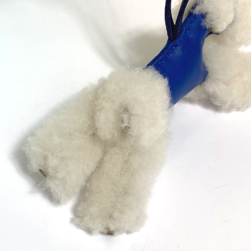 HERMES Bag charm Cotton / Mouton / Anion Blue Safir Fox terrier Buddy charm unisex(Unisex) Used