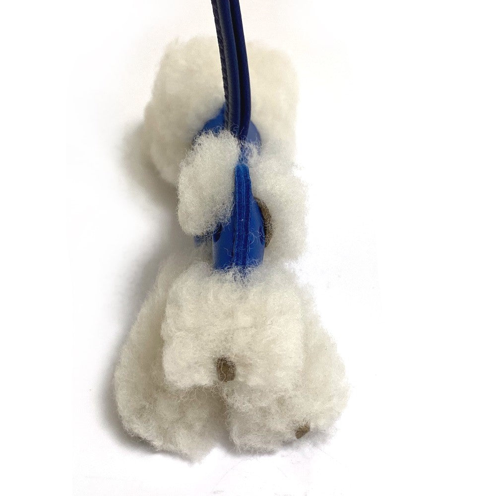 HERMES Bag charm Cotton / Mouton / Anion Blue Safir Fox terrier Buddy charm unisex(Unisex) Used